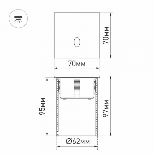 Встраиваемый светодиодный светильник Arlight LT-Gap-S70x70-3W Warm3000 025738