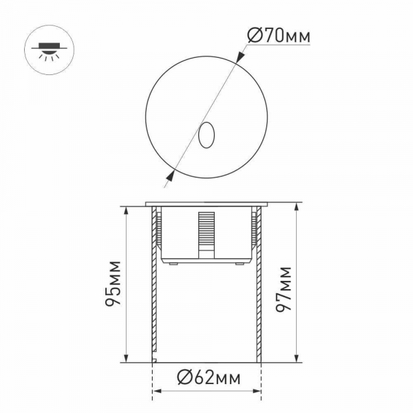 Встраиваемый светодиодный светильник Arlight LT-Gap-R70-3W Warm3000 025737