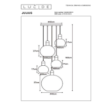 Подвесная люстра Lucide Julius 34438/05/61