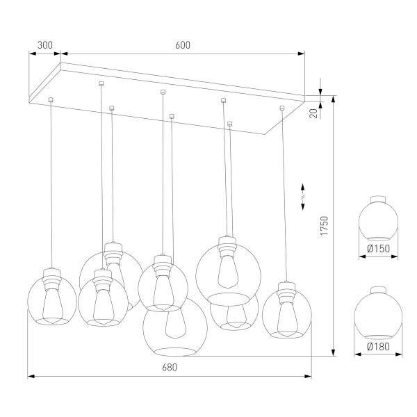 Подвесная люстра TK Lighting 2834 Cubus