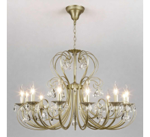 Подвесная люстра Eurosvet Alda 3305/12 латунь/прозрачный хрусталь Strotskis a072112
