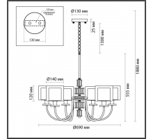 Подвесная люстра Odeon Light Classic Saga 5088/6