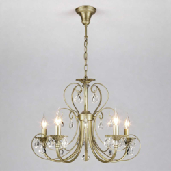 Подвесная люстра Eurosvet Alda 3305/5 латунь/прозрачный хрусталь Strotskis a072114