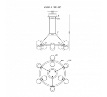 Подвесная светодиодная люстра iLedex Savage C4641-9 MBK+SGD