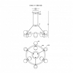 Подвесная светодиодная люстра iLedex Savage C4641-9 MBK+SGD