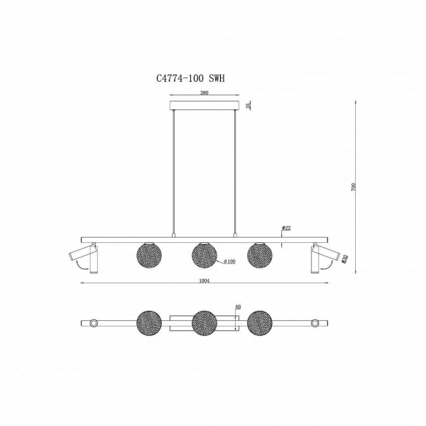 Подвесная светодиодная люстра iLedex Telescope C4774-100 SWH