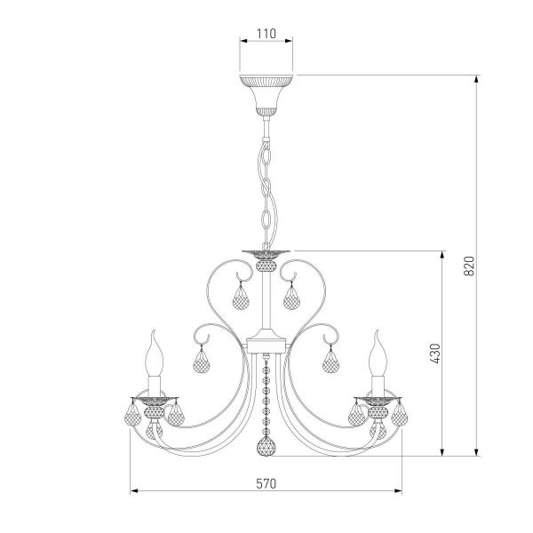 Подвесная люстра Eurosvet Alda 3305/5 латунь/прозрачный хрусталь Strotskis a072114