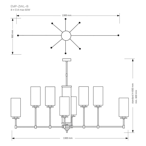 Подвесная люстра KUTEK MOOD Empoli EMP-ZWL-8(Z)