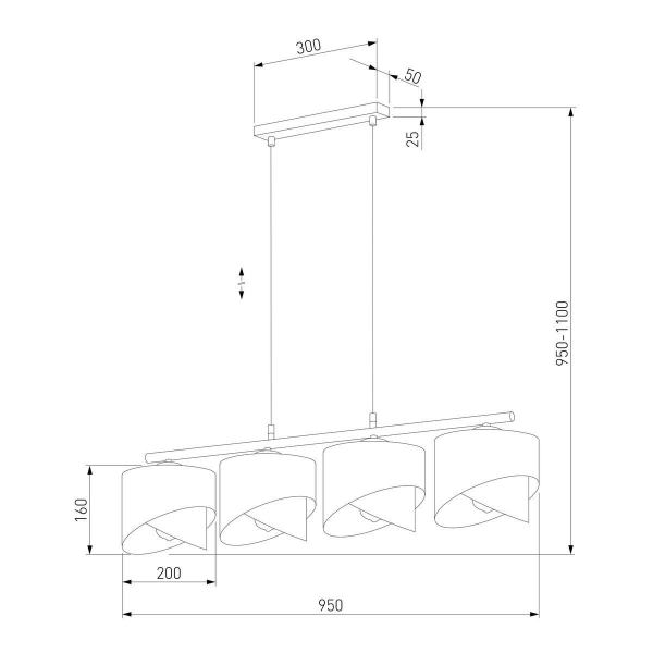 Подвесная люстра TK Lighting 4825 Grant Black