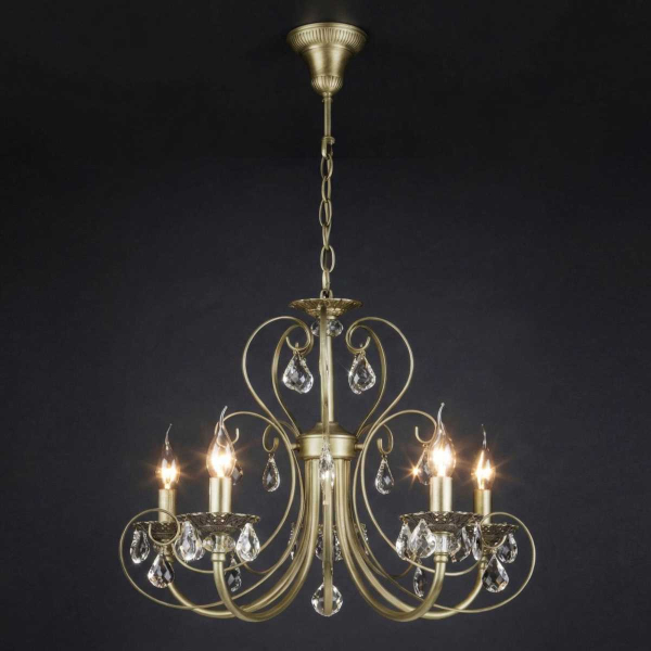 Подвесная люстра Eurosvet Alda 3305/5 латунь/прозрачный хрусталь Strotskis a072114