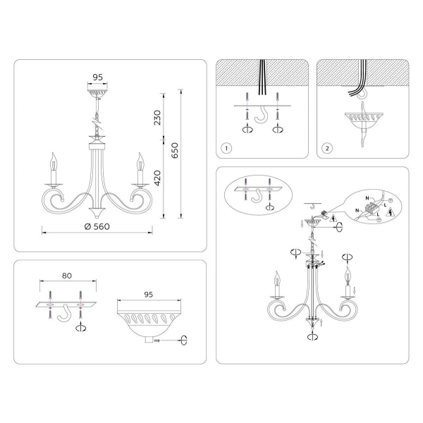 Подвесная люстра Ambrella light Traditional Modern TR9606 Подвесная люстра Ambrella light Traditional Modern TR9606