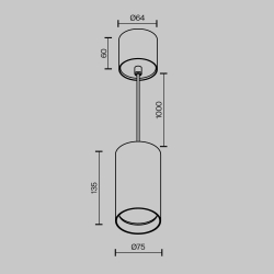 Подвесной светодиодный светильник Maytoni Technical Vol P100PL-20W4K-B