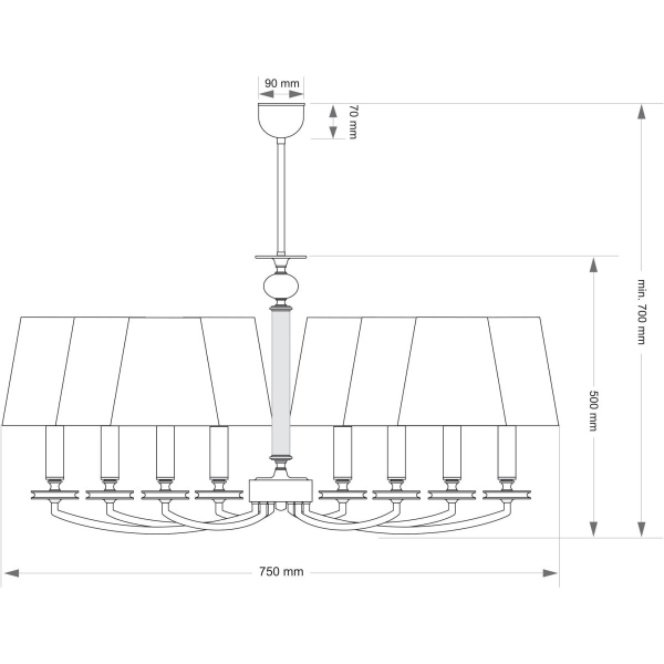 Подвесной светильник  KUTEK ROSSANO  ROS-ZW-8+4(P/A)