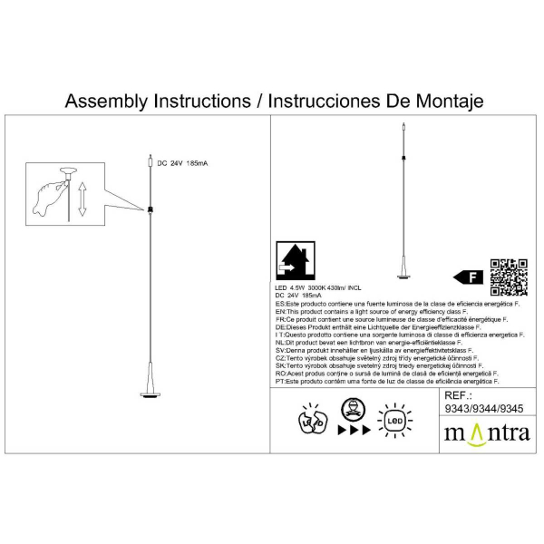 Подвесной светильник без плафона и основания Mantra Andromeda 9343