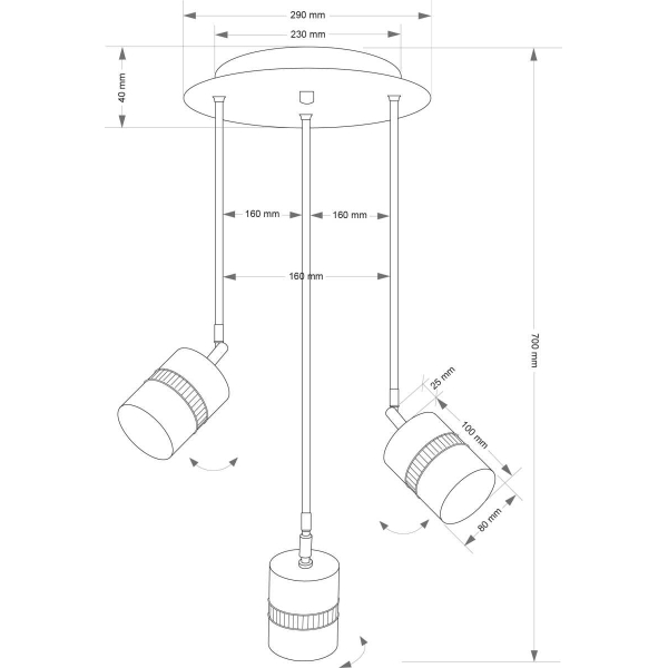 Подвесной светильник KUTEK VESTO VES-ZW-3(P)P Подвесной светильник KUTEK VESTO VES-ZW-3(P)P