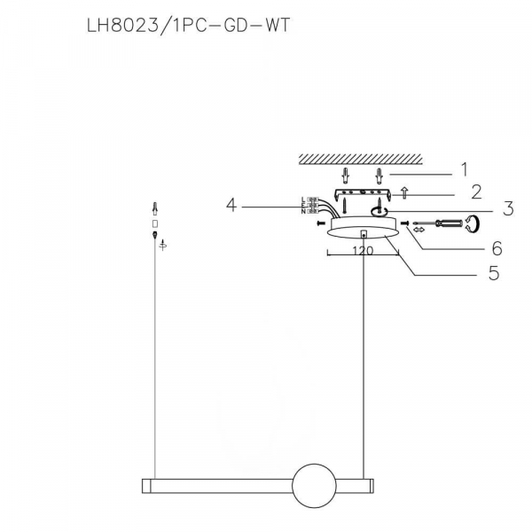 Подвесной светодиодный светильник Lumien Hall Greniya LH8023/1PC-GD-WT