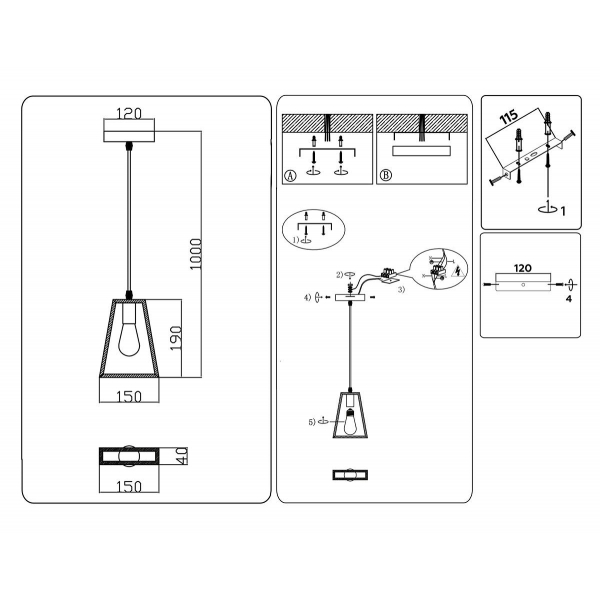 Подвесной светильник Ambrella light Traditional Loft TR80497