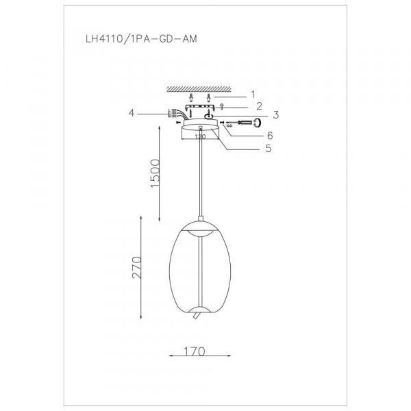 Подвесной светодиодный светильник Lumien Hall Avila LH4110/1PA-GD-AM