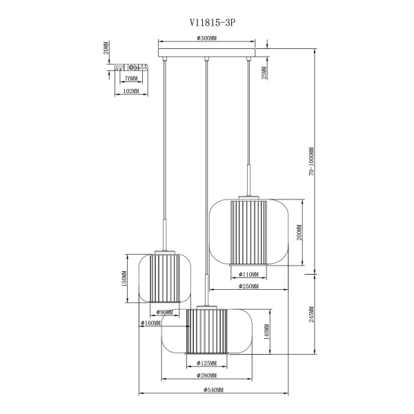 Подвесной светильник Moderli Ember V11815-3P