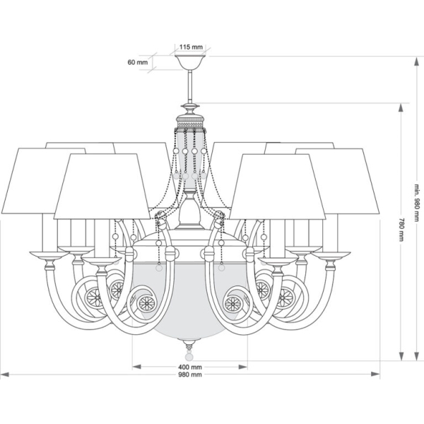 Подвесной светильник KUTEK BIBIONE BIB-ZW-8(Z/A)CR Подвесной светильник KUTEK BIBIONE BIB-ZW-8(Z/A)CR