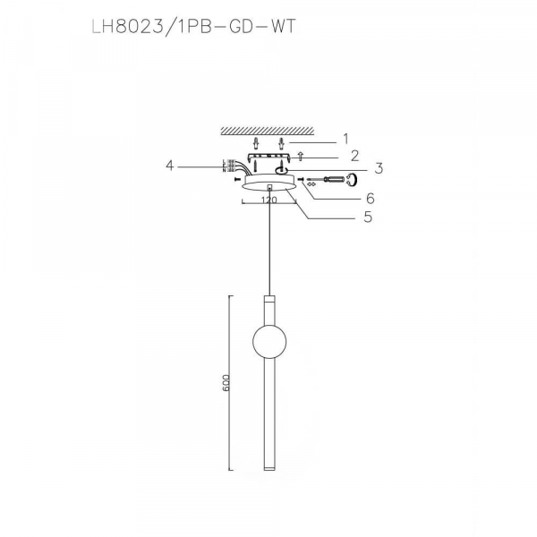 Подвесной светодиодный светильник Lumien Hall Greniya LH8023/1PB-GD-WT