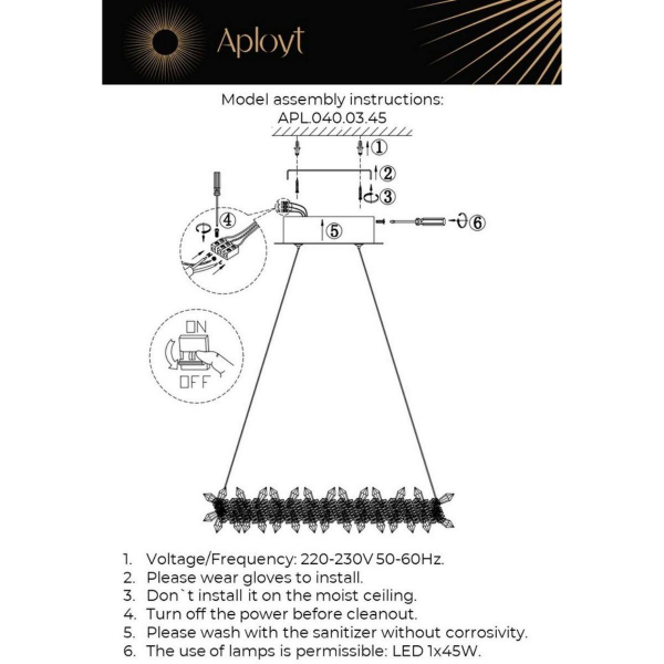 Подвесной светодиодный светильник Aployt Merion APL.040.03.45