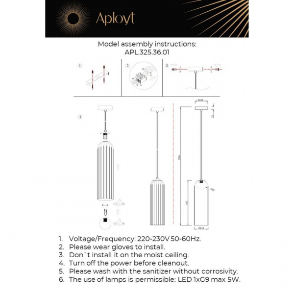 Подвесной светильник Aployt Arian APL.325.36.01