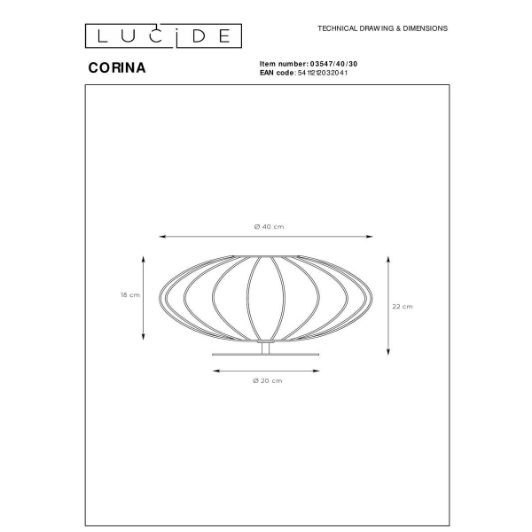 Настольная лампа Lucide Corina 03547/40/30