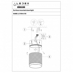 Потолочный светодиодный светильник iLedex Delta 1955-10W-3000K-36 BK+GRP