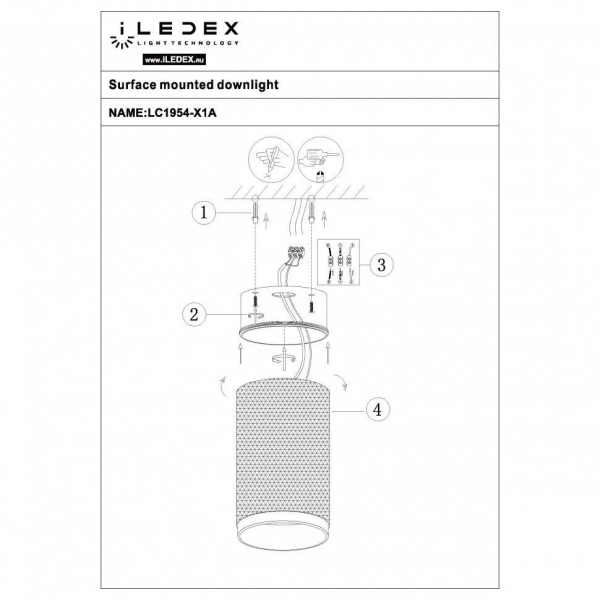 Потолочный светодиодный светильник iLedex Delta 1954-10W-3000K-36 BK+WH