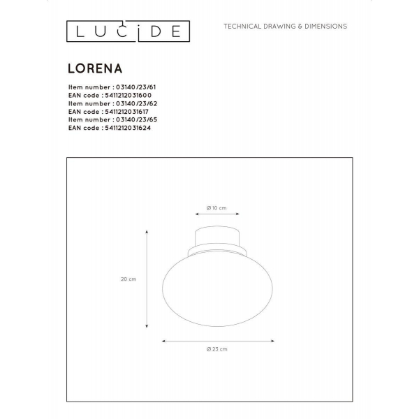 Потолочный светильник Lucide Lorena 03140/23/62