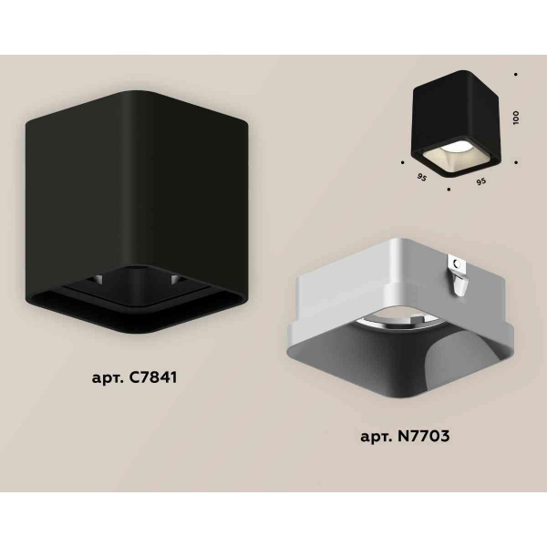Комплект накладного светильника Ambrella light Techno Spot XS7841003 SBK/SSL черный песок/серебро песок (C7841, N7703)