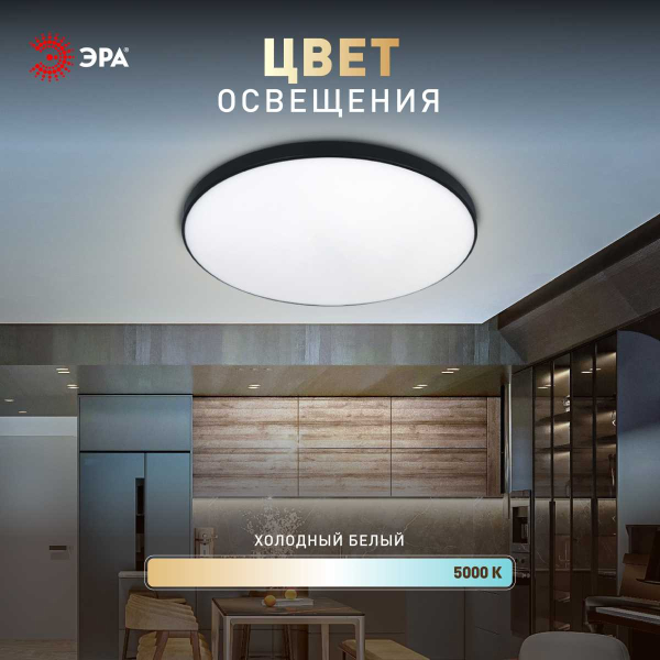 Светильник потолочный светодиодный ЭРА Классик без ДУ SPB-6 Slim Base BK 45W-5K 5000К Б0069775