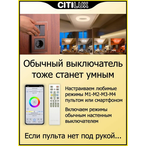 Потолочный светодиодный светильник Citilux Стратус Смарт CL732A800G