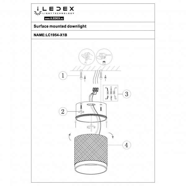 Потолочный светодиодный светильник iLedex Delta 1955-10W-3000K-36 BK+WH