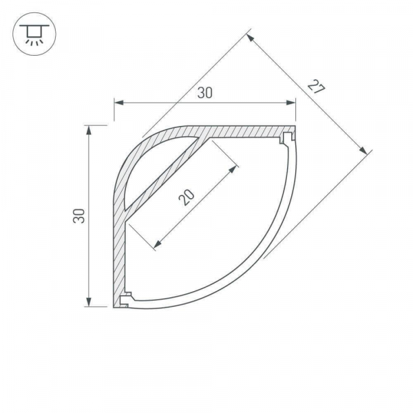 Профиль Arlight ARH-KANT-H30-2000 ANOD 016136