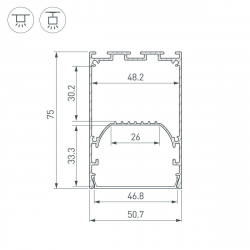 Профиль Arlight Line-S-5075-3000 Anod 041846