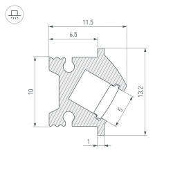 Профиль встраиваемый Arlight SL-Bevel-H12-F13-2000 Anod Black 043749