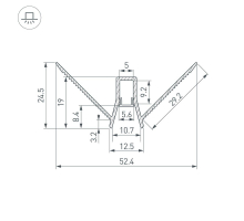 Профиль встраиваемый Arlight Decore-S6-Ext-V-Comfort-2000 Anod внешний 043163