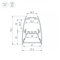 Профиль Arlight Line-5075-U-Honeycomb-2000 Black 044885