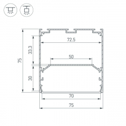 Профиль Arlight Line-S-7575-2000 Anod 041647