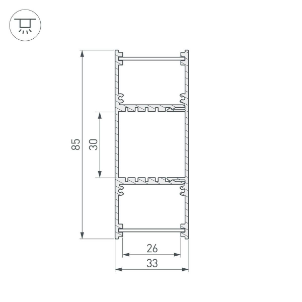 Профиль Arlight ARH-WALL-3385-DUAL-2000 ANOD 036341