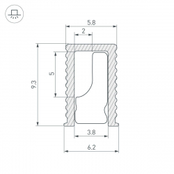 Профиль встраиваемый Arlight SL-Mini-6-H9-2000 Anod Black 044082