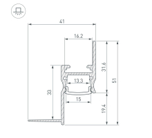 Профиль встраиваемый Arlight Arh-Сeil-S14-Shadow-3000 White 045554