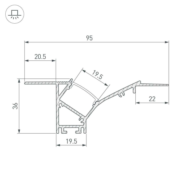 Встраиваемый профиль Arlight Fantom-W45-Bevel-2000 White 039949