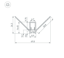 Профиль встраиваемый Arlight Decore-S6-Ext-Comfort-2000 Anod внешний 043162