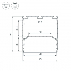 Профиль Arlight Line-S-7575-2000 White 041858