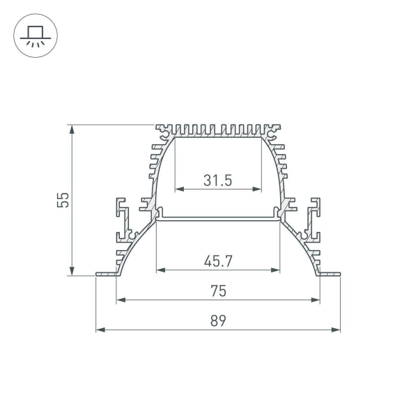 Профиль Arlight ARH-Power-W90-F-Comfort-2000 Anod 036357