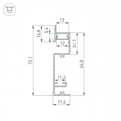 Профиль встраиваемый Arlight Plintus-H73-F-2000 Black 043480