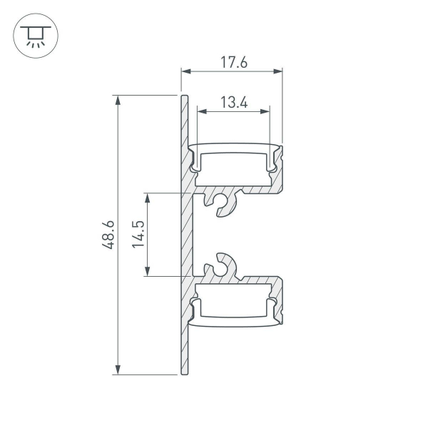 Профиль Arlight ARH-Wall-1849-Dual-2000 Anod 036339